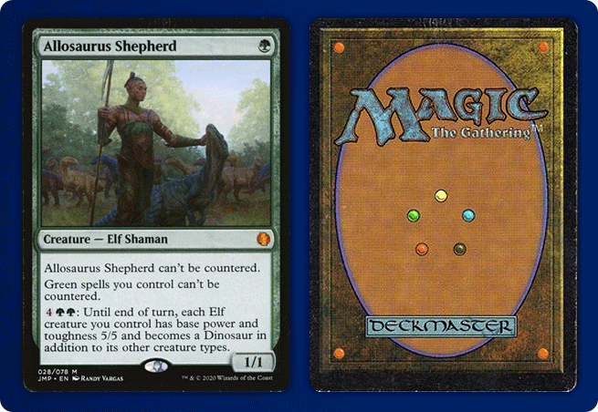 Example card (Magic: The Gathering) in Light Played condition: front and back show clear signs of use with pronounced edge lightening and rounded corners, but the card remains fully intact.