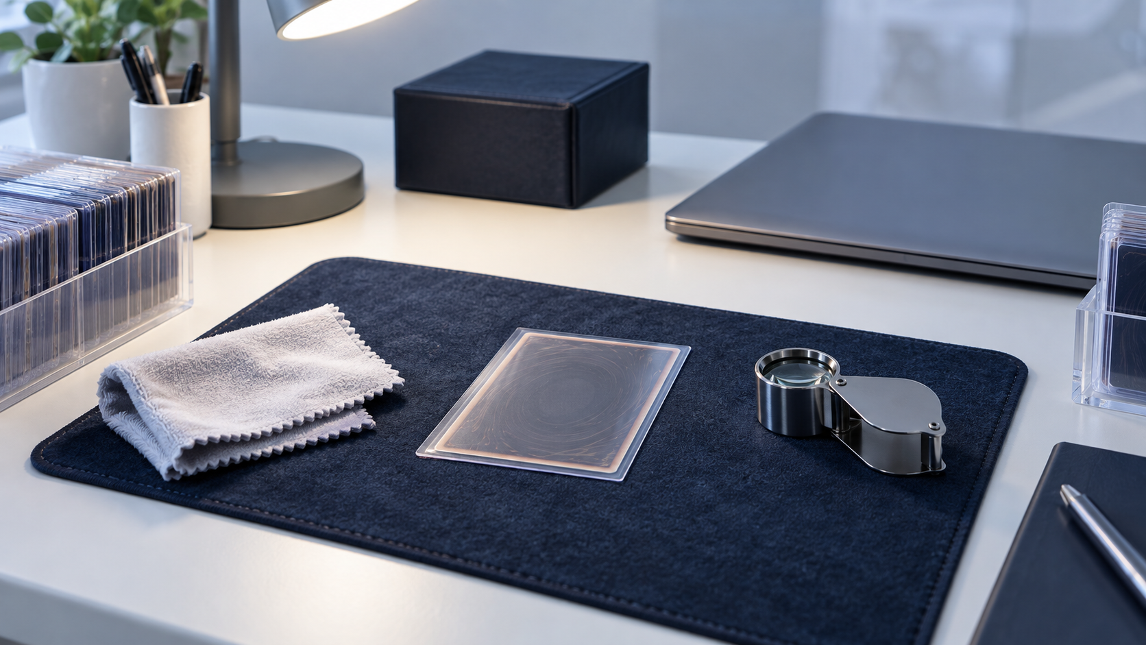 Card inspection workspace with a loupe